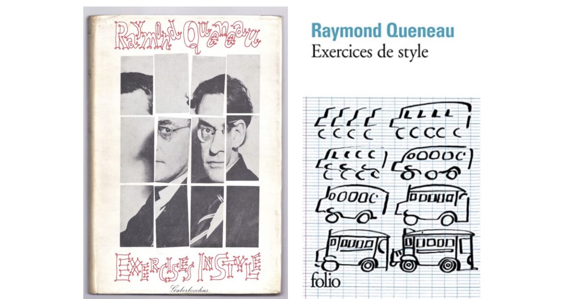 images of two different book covers for Raymond Queneau's Exercices de Style, published in 1947.